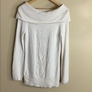 WHBM off white cowl neck tunic sweater